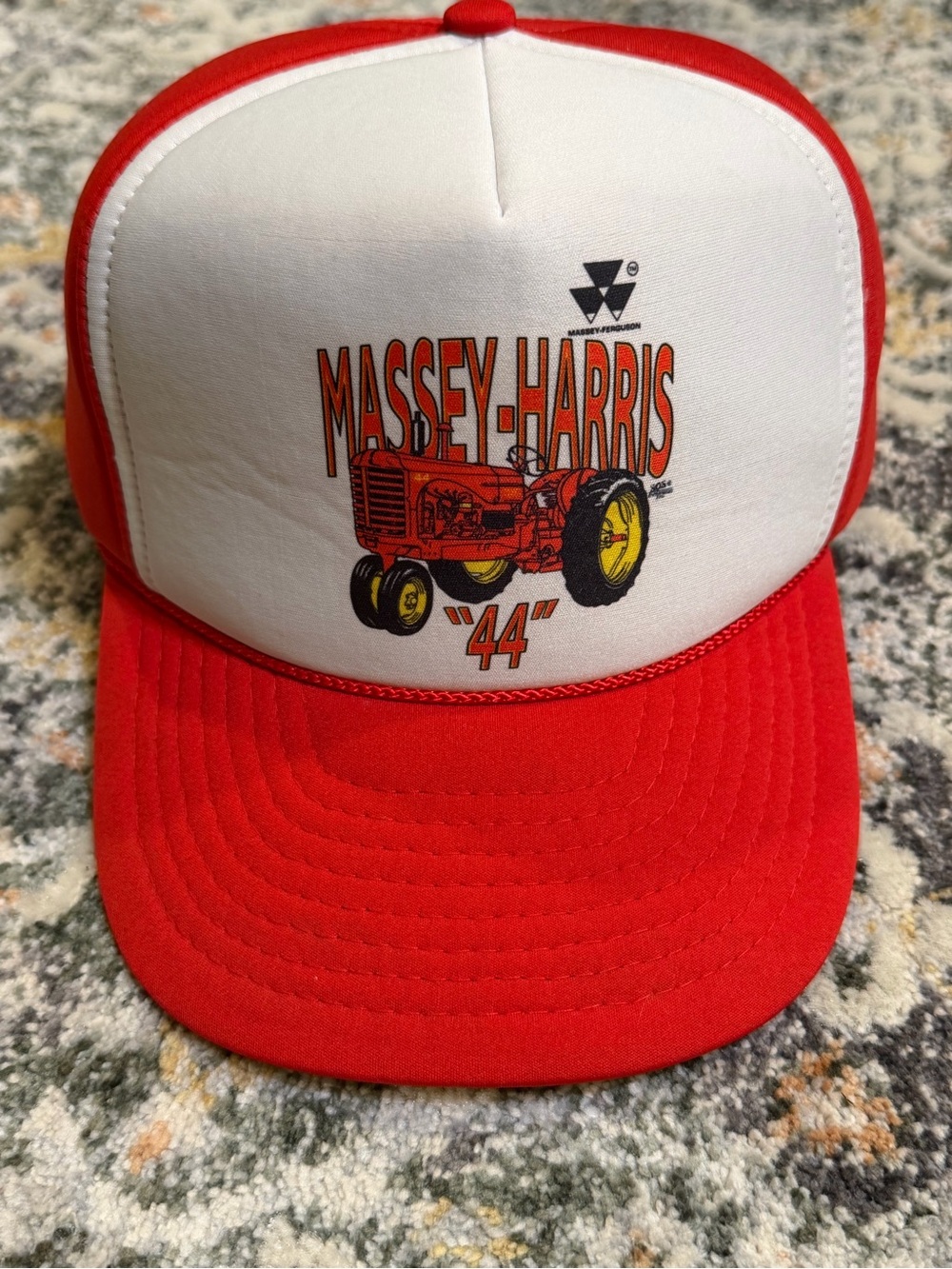 Vintage Massey Ferguson “44” Tractor Snapback Hat Red White Nissin Cap